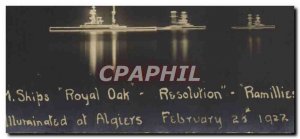 Postcard Old Boat HM Ships Roayla oak Resolution Ramillies Algiers 1922