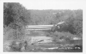 J75/ Saxton's River Vermont RPPC Postcard c1950s Covered Bridge 181
