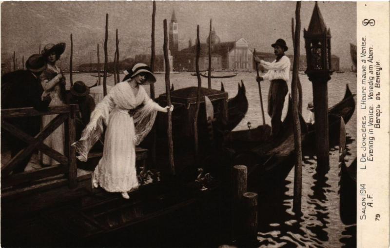 CPA AK Salon 1914 L. DE JONCIERES Heure mauve a Venise (707096)