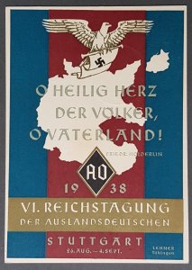 THIRD REICH NSDAP ORIGINAL PROPAGANDA POSTCARD CONFERENCE OF GERMANS ABROAD 1938