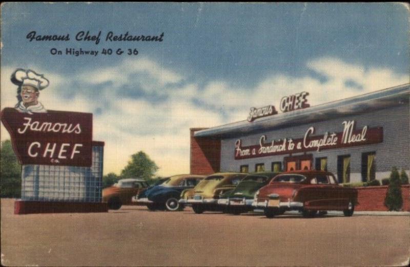 Denver CO Willner Bros Roadside Old Cars Black Man Shef Sign Linen Postcard