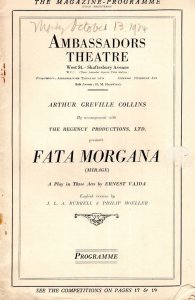 Fata Morgana Ambassadors Flora Robson Theatre Play London Programme