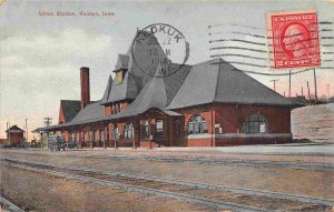 Union Railroad Depot Keokuk Iowa 1914 postcard