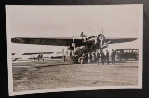 Mint France Postcard RPPC Istres Aviation Airplane on Runway Landing Car Plane