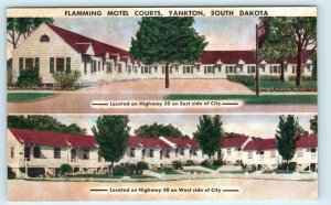 YANKTON, SD South Dakota~ FLAMMING MOTEL COURTS~ c1950s Cars Roadside Postcard