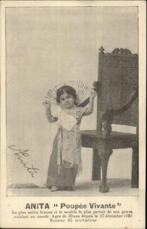 Little Person Dwarf ANITA Poupee Vivante c1915 Postcard