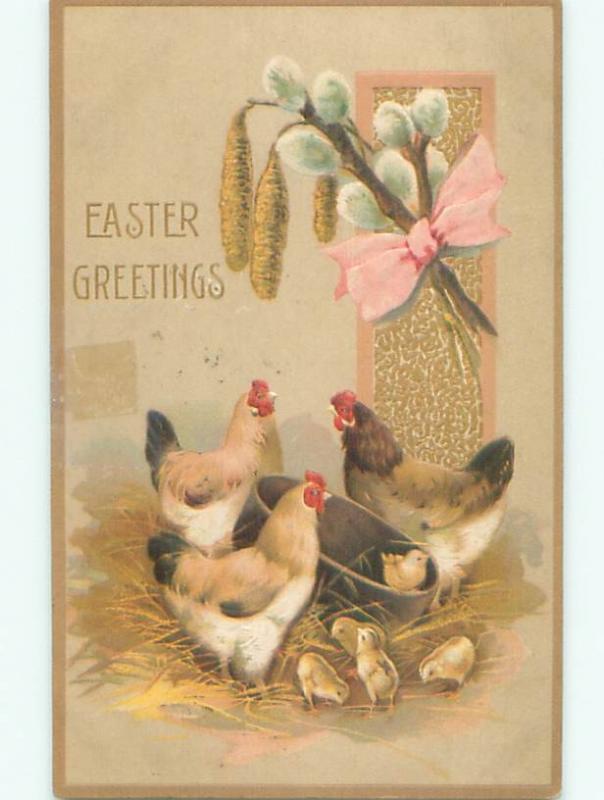 Divided-Back EASTER CHICK SCENE Cute Postcard AA1024