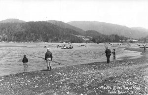 Gold Beach Oregon OR~Fishing at the Mouth of the Rogue River~RPPC Postcard