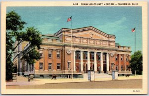 Columbus OH-Ohio, Franklin County Memorial, Street View, Vintage Postcard