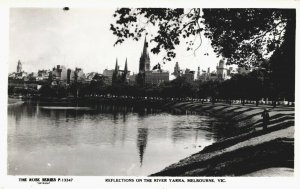 Australia Reflections On The River Yarra Melbourne Victoria Vintage RPPC 03.94