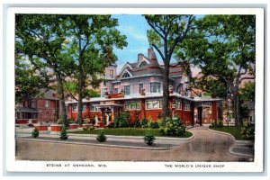 c1920's Worlds Unique Shop Steins Pathway Entrance Oshkosh Wisconsin WI Postcard