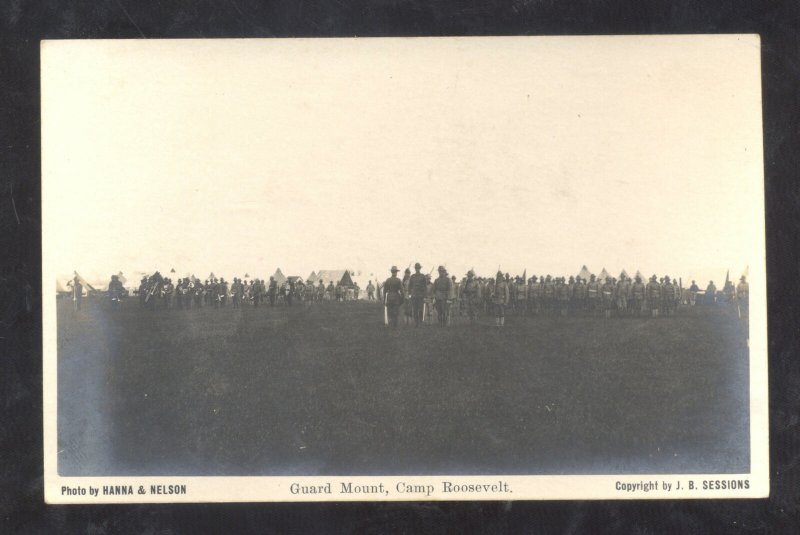 RPPC U.S. ARMY CAMP ROOSEVELT MILITARY BASE TROOPS VINTAGE REAL PHOTO POSTCARD