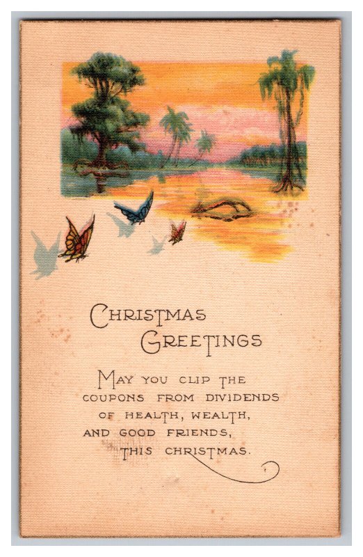 Postcard Christmas Greetings May You Clip The Coupons Vintage Standard View Card