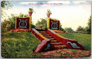 1907 Gates Ajar Como Park Saint Paul Minnesota MN Floral Design Posted Postcard