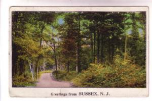 Greetings from Sussex, New Jersey, Used 1927 CDS Cork Cancel