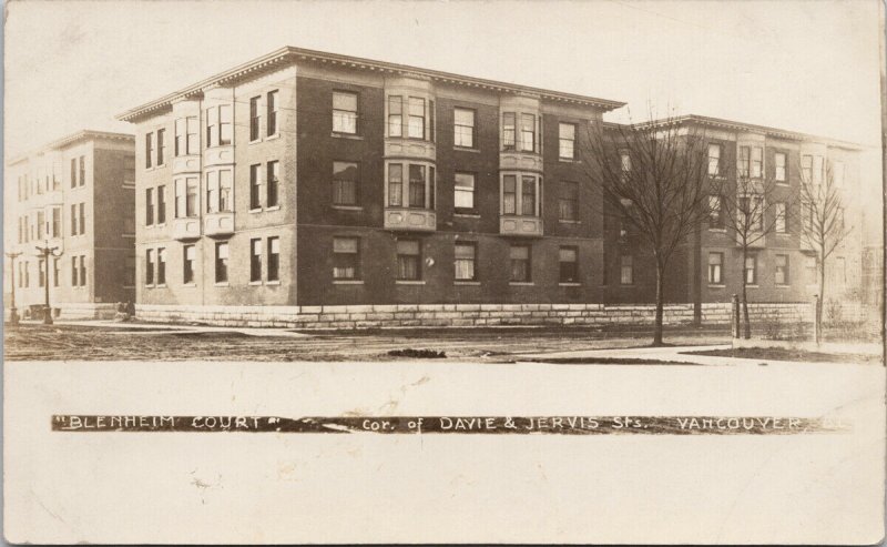 Vancouver BC Blenheim Court Davie & Jervis Streets Unused RPPC Postcard G70 