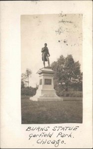 Chicago Illinois IL Garfield Park Burns Statue Real Photo c1910 Vintage Postcard