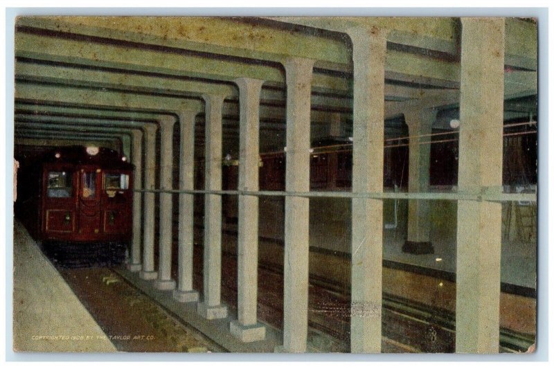 1908 Market Street Subway St. Station Trains Philadelphia Pennsylvania Postcard