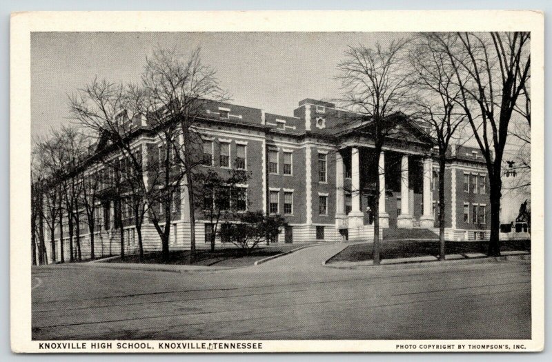 Knoxville Tennessee~High School w/Columns~1940s Postcard (Built in 1920s?) B&W 