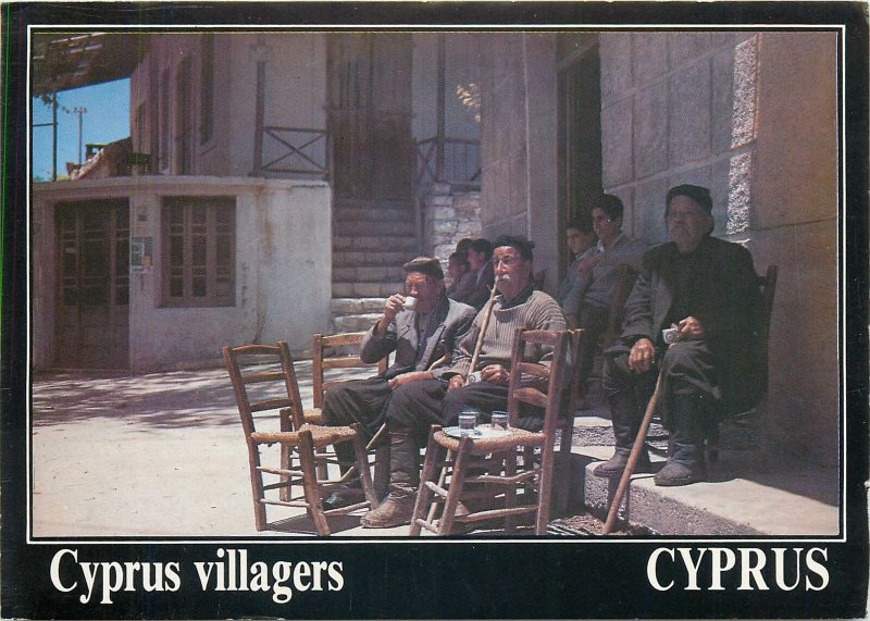 Postcard Cyprus villagers ethnic types