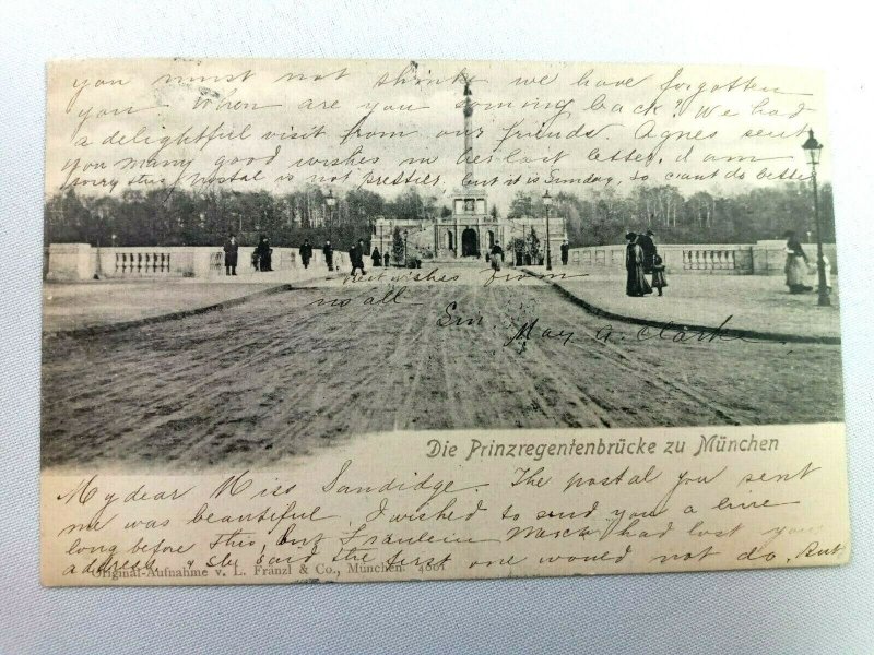Vintage Postcard Die Prinzregentenbrucke zu Munchen Germany Posted 1903