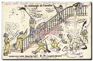 Old Postcard Militaria the cleaning of & # 39escalier