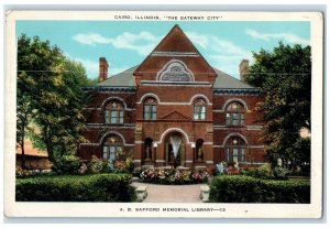 c1920's The Gateway City AB Safford Memorial Library Cairo Illinois IL Postcard