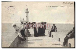 Old Postcard Lighthouse Treport The pier