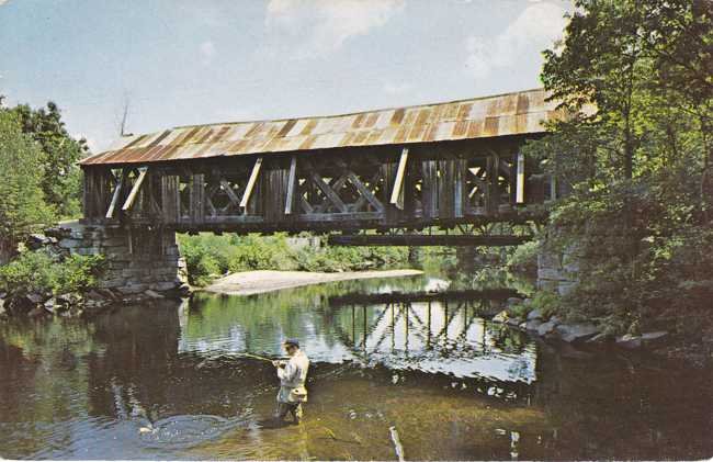 Fishing at Covered Bridge - Warner NH, New Hampshire