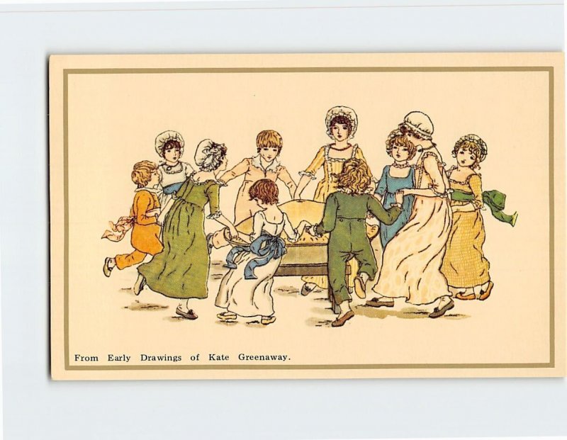 Postcard Greeting Card with Children Dancing Pie Art Print