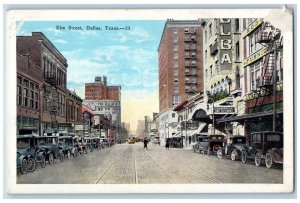 c1920's Elm Street Classic Cars Parking Railway Dallas Texas TX Vintage Postcard