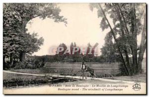 Old Postcard Paris Bois de Boulogne The mill Longchamps windmill mill