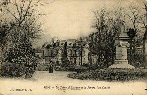 CPA Sens - La Caisse d'Epargne et le Square Jean Cousin FRANCE (960918)