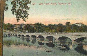 Postcard C-1910 Wisconsin Appleton John Street Bridge Bishop 22-12904