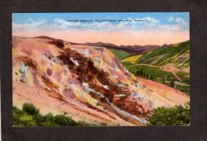 WY Jupiter Terrace Yellowstone National Park Linen Postcard Wyoming Postcard