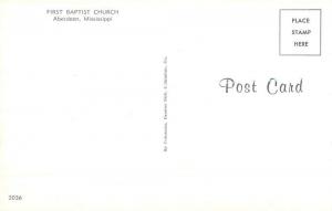 Aberdeen Mississippi First Baptist Church Street View Vintage Postcard K105763