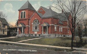 H14/ Wadsworth Ohio Postcard c1910 M.E. Church Building