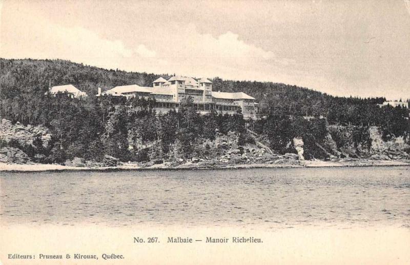 Malbaie Quebec Canada Manoir Richelieu from the Water Antique Postcard J77172