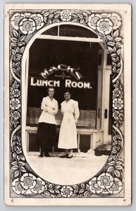 RPPC Beautiful Art Nouveau Border Edwardian Women Macks Lunch Room Postcard R30