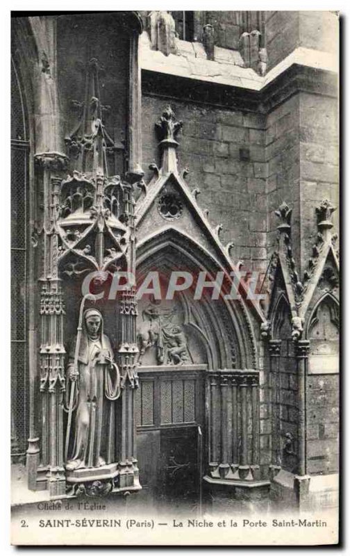Old Postcard Paris Saint Severin La Niche and the Porte Saint-Martin