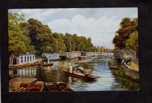 UK College Barges Folly Bridge Oxford England United Kingdom British Postcard