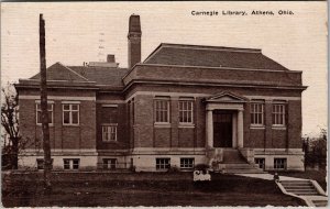 Carnegie Library in Athens Ohio 1911 Antique Postcard JB29
