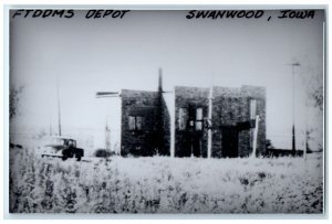 c1960 FTDDMS Depot Swanwood Iowa Vintage Train Depot Station RPPC Photo Postcard