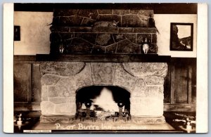 K41/ Bend Oregon RPPC Postcard? c1920 Pilot Butte Inn Interior Fireplace 204