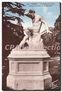 Old Postcard Niort The Statue of Cain in the garden of the Breche