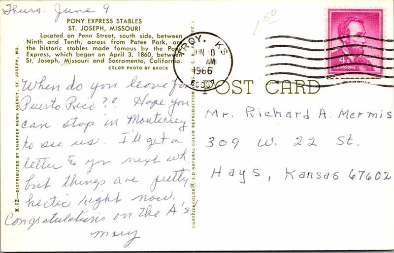 Postcard HOUSE SCENE St. Joseph Missouri MO AN1338