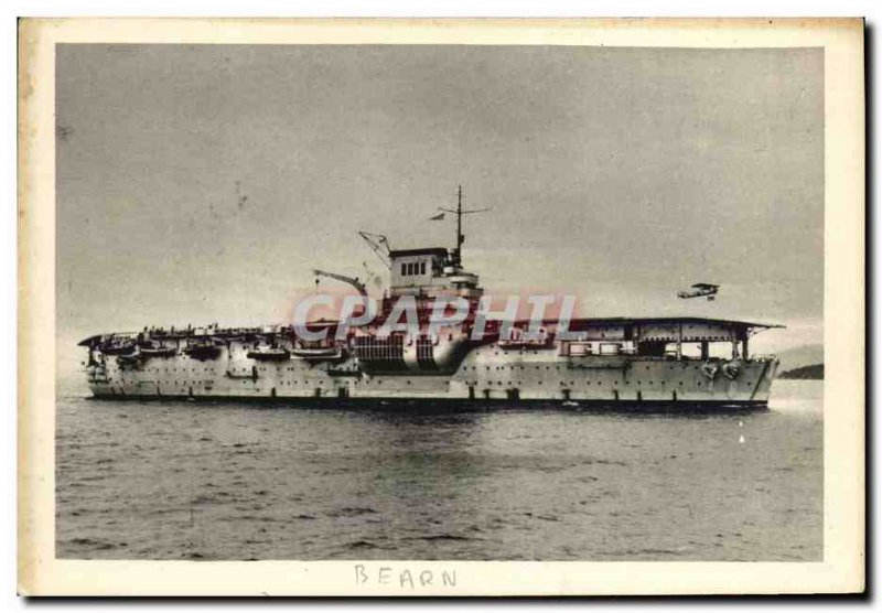 Old Postcard Boat War Bearn Porte Avions