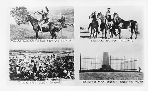 Indian Scout for Army, Indian Horse Trader, Custer's Last Stand, Monument. RPPC