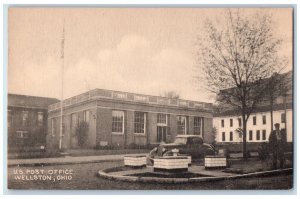 Wellston Ohio Postcard United States Post Office Exterior Building c1940 Antique