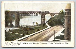 Advertising Zeno Chewing Gum~Philadelphia PA~Fairmount Park~Bridge~1905 Postcard